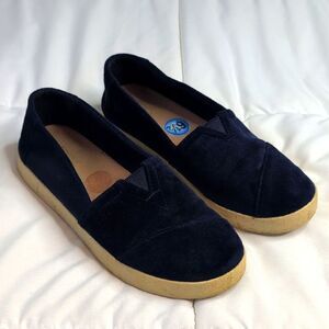 Toms Size 6.5 Royal Blue Velvet Slip On Shoes